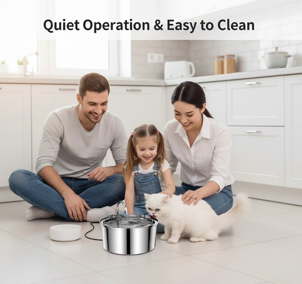 Fuente de Agua para Gatos de Acero Inoxidable 3.2L - Automática con Filtro y USB