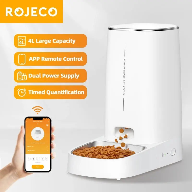 Comedero Automático WiFi para Gatos ROJECO - Dispensador Inteligente
